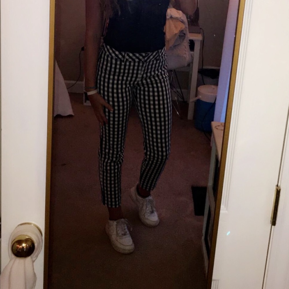 gingham print pants